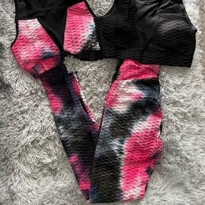 Tie dye leggings and bra set